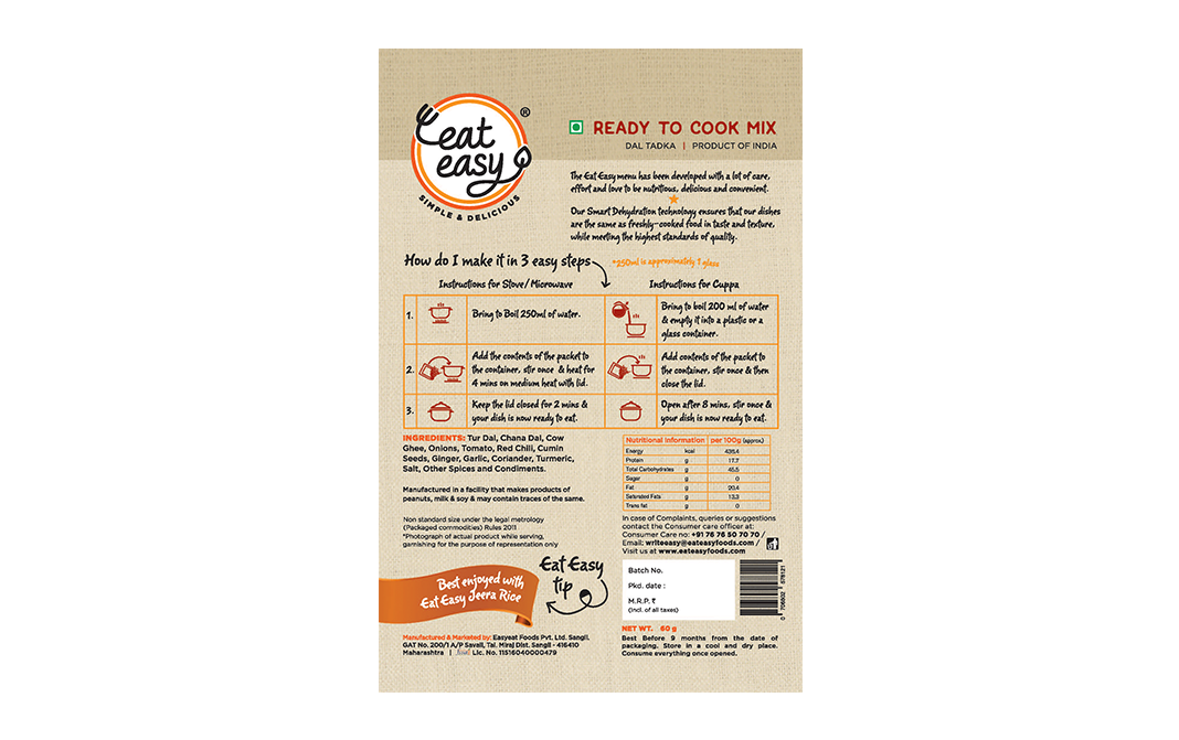 Eat Easy Dal Tadka    Box  60 grams